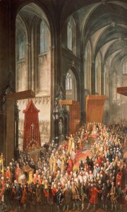 1764年フランクフルト大聖堂でのドイツ皇帝としての戴冠式に続くヨセフ2世（1741-90）の叙任 作： Martin II Mytens or Meytens